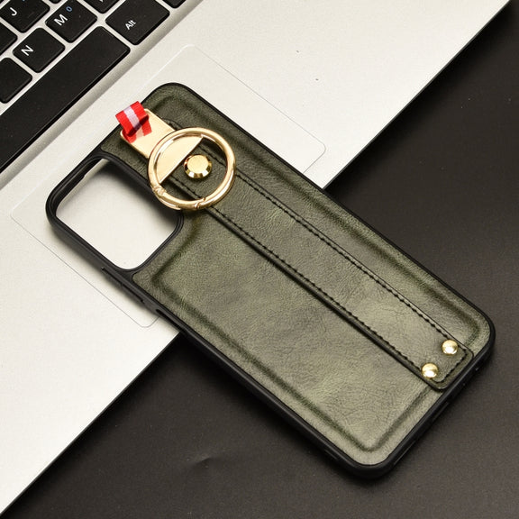 For Motorola Moto G Play 5G 2024 Wristband Leather Back Phone Case(Green)