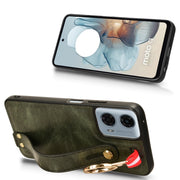 For Motorola Moto G Play 5G 2024 Wristband Leather Back Phone Case(Green)