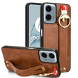 For Motorola Moto G Play 5G 2024 Wristband Leather Back Phone Case(Brown) - Motorola Cases by PMC Jewellery | Online Shopping South Africa | PMC Jewellery | Buy Now Pay Later Mobicred