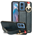 For Motorola Moto G Play 4G 2024 Wristband Leather Back Phone Case(Blue) - Motorola Cases by PMC Jewellery | Online Shopping South Africa | PMC Jewellery | Buy Now Pay Later Mobicred