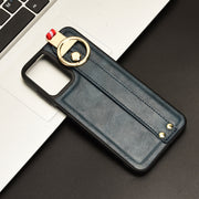 For Motorola Moto G Play 4G 2024 Wristband Leather Back Phone Case(Blue)