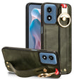 For Motorola Moto G Play 4G 2024 Wristband Leather Back Phone Case(Green) - Motorola Cases by PMC Jewellery | Online Shopping South Africa | PMC Jewellery | Buy Now Pay Later Mobicred