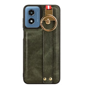 For Motorola Moto G Play 4G 2024 Wristband Leather Back Phone Case(Green)