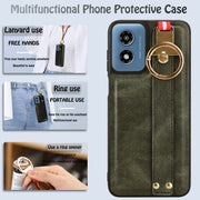 For Motorola Moto G Play 4G 2024 Wristband Leather Back Phone Case(Green)