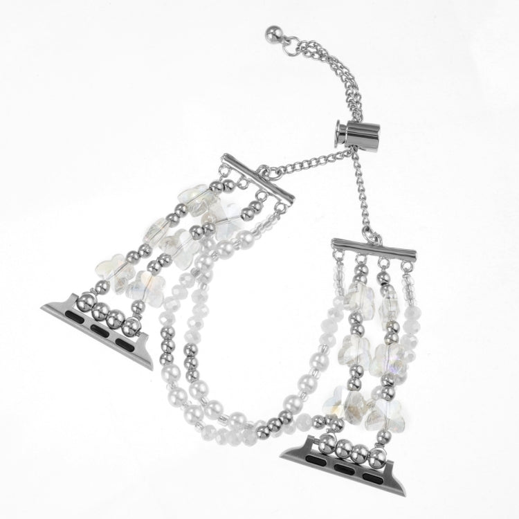 For Apple Watch SE 2023 40mm Butterfly Chain Bracelet Metal Watch Band(Transparent Silver) - Watch Bands by PMC TechLife | Online Shopping South Africa | PMC TechLife