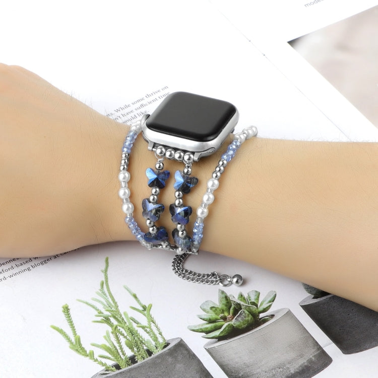 For Apple Watch Ultra 2 49mm Butterfly Chain Bracelet Metal Watch Band(Blue) - Watch Bands by PMC TechLife | Online Shopping South Africa | PMC TechLife