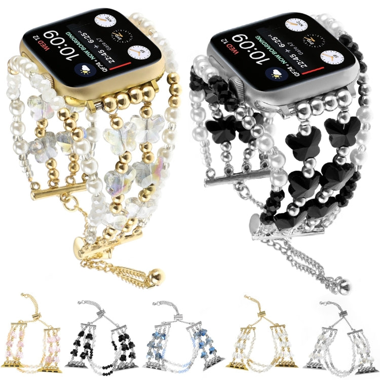 For Apple Watch SE 2023 40mm Butterfly Chain Bracelet Metal Watch Band(Transparent Gold) - Watch Bands by PMC TechLife | Online Shopping South Africa | PMC TechLife