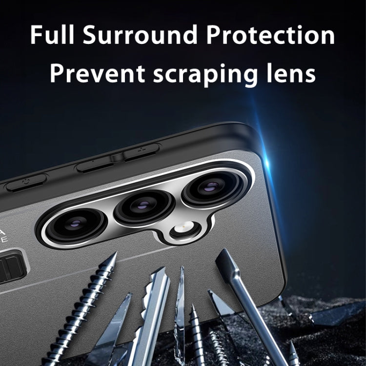 For Samsung Galaxy S24 Ultra 5G Frosted Metal Hybrid TPU Holder Phone Case(Blue) - Galaxy S24 Ultra 5G Cases by PMC TechLife | Online Shopping South Africa | PMC TechLife