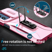For Motorola Moto G Play 2024 Sliding Camshield Holder Phone Case(Pink + Rose Red)