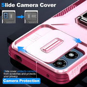 For Motorola Moto G Play 2024 Sliding Camshield Holder Phone Case(Pink + Rose Red)