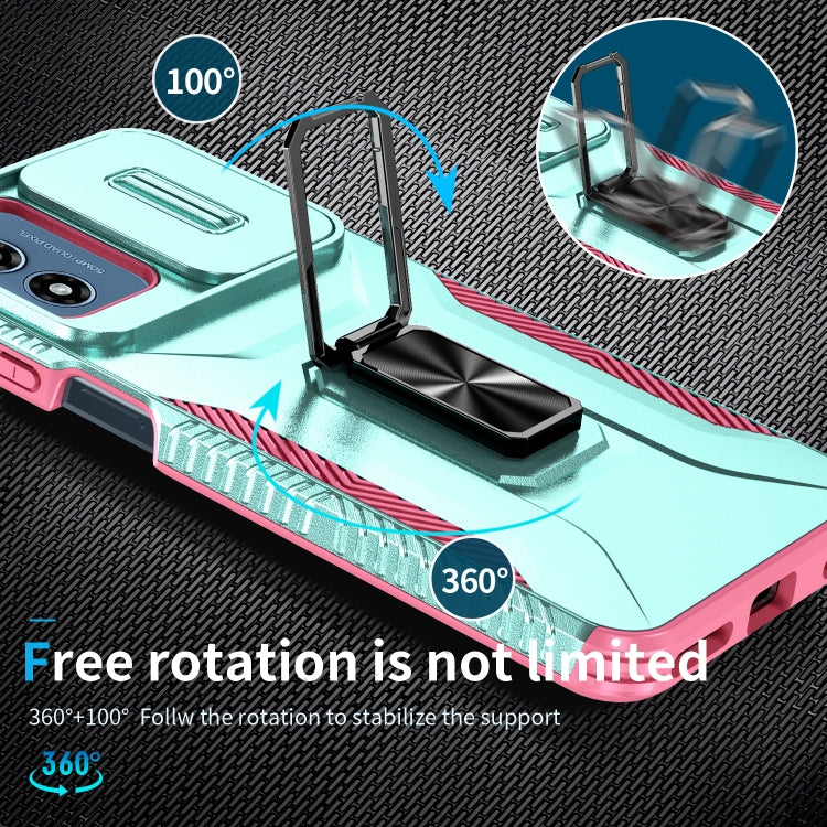 For Motorola Moto G Play 2024 Sliding Camshield Holder Phone Case(Grey Green + Pink) - Motorola Cases by PMC Jewellery | Online Shopping South Africa | PMC Jewellery | Buy Now Pay Later Mobicred