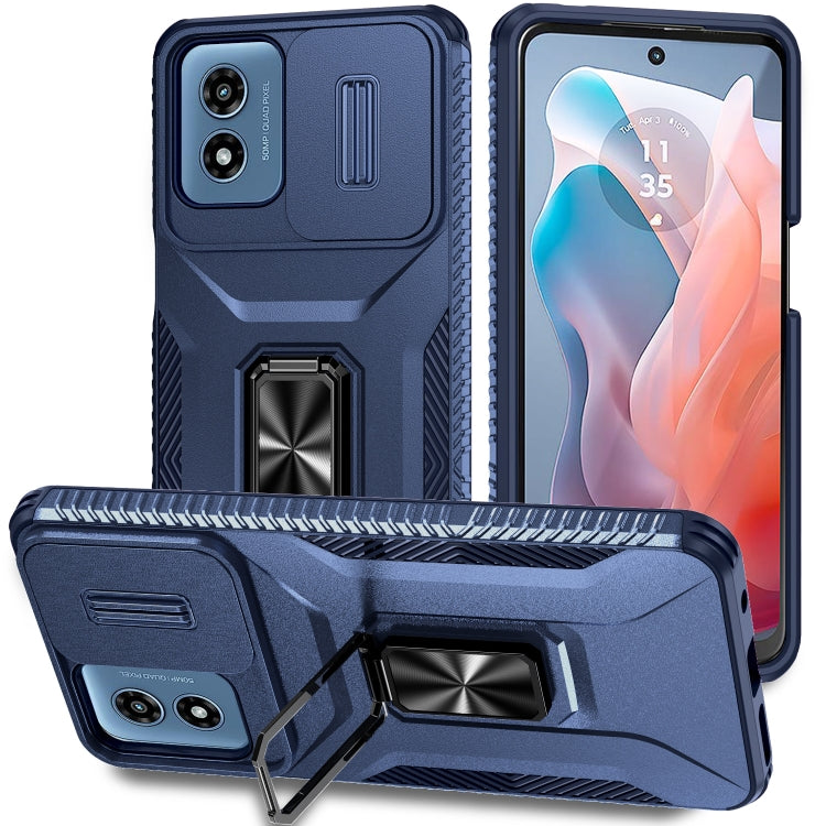 For Motorola Moto G Play 2024 Sliding Camshield Holder Phone Case(Blue) - Motorola Cases by PMC Jewellery | Online Shopping South Africa | PMC Jewellery | Buy Now Pay Later Mobicred