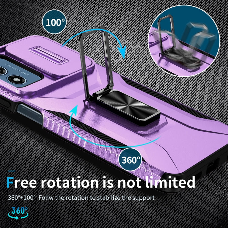 For Motorola Moto G Play 2024 Sliding Camshield Holder Phone Case(Purple)