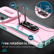 For Motorola Moto G Stylus 2024 Sliding Camshield Holder Phone Case(Pink + Grey Green)