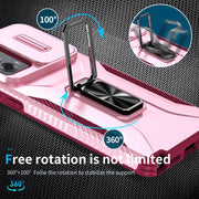 For Motorola Moto G Stylus 2024 Sliding Camshield Holder Phone Case(Pink + Rose Red)