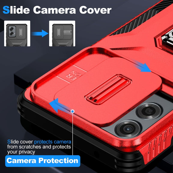 For Motorola Moto G Stylus 2024 Sliding Camshield Holder Phone Case(Red)