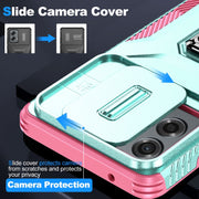 For Motorola Moto G Stylus 2024 Sliding Camshield Holder Phone Case(Grey Green + Pink)