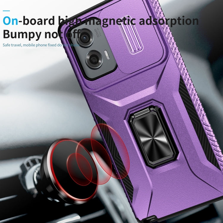 For Motorola Moto G Stylus 2024 Sliding Camshield Holder Phone Case(Purple)