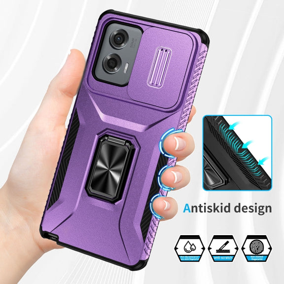 For Motorola Moto G Stylus 2024 Sliding Camshield Holder Phone Case(Purple)