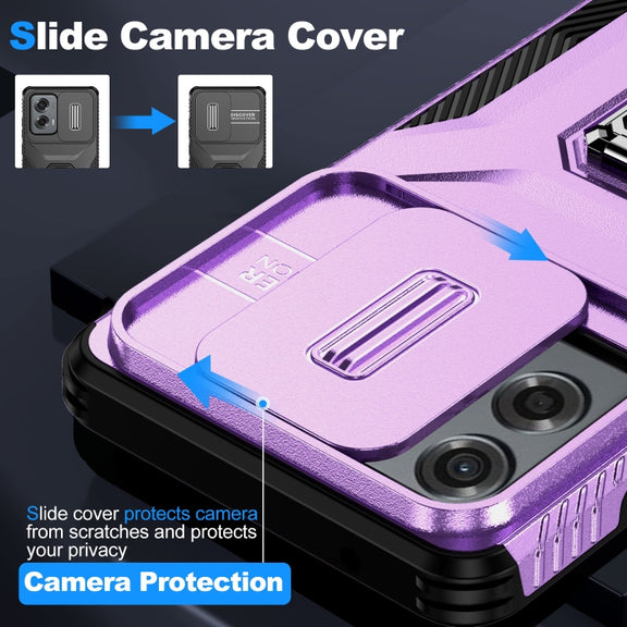 For Motorola Moto G Stylus 2024 Sliding Camshield Holder Phone Case(Purple)