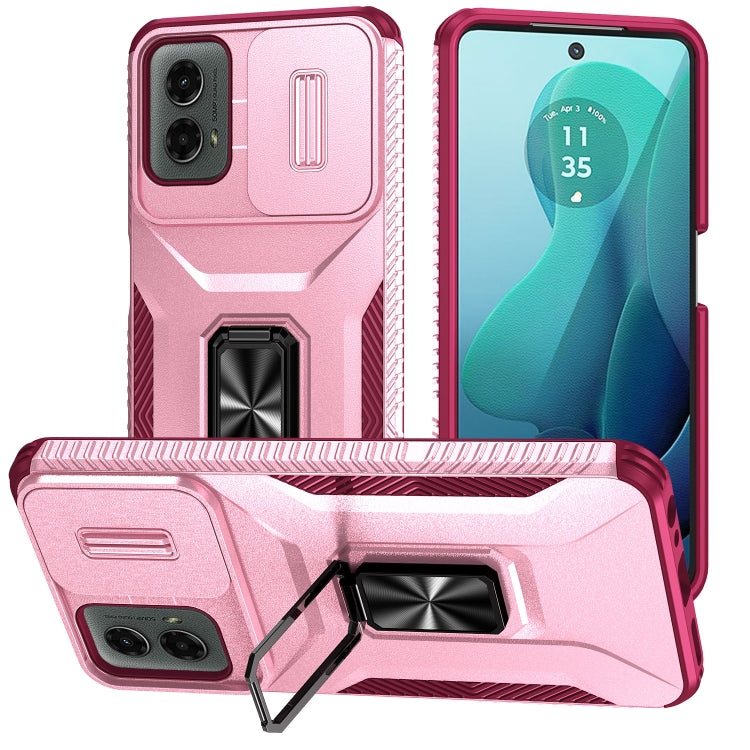 For Motorola Moto G 5G 2024 Sliding Camshield Holder Phone Case(Pink + Rose Red) - Motorola Cases by PMC Jewellery | Online Shopping South Africa | PMC Jewellery | Buy Now Pay Later Mobicred