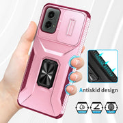 For Motorola Moto G 5G 2024 Sliding Camshield Holder Phone Case(Pink + Rose Red)