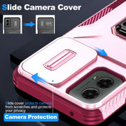 For Motorola Moto G 5G 2024 Sliding Camshield Holder Phone Case(Pink + Rose Red)