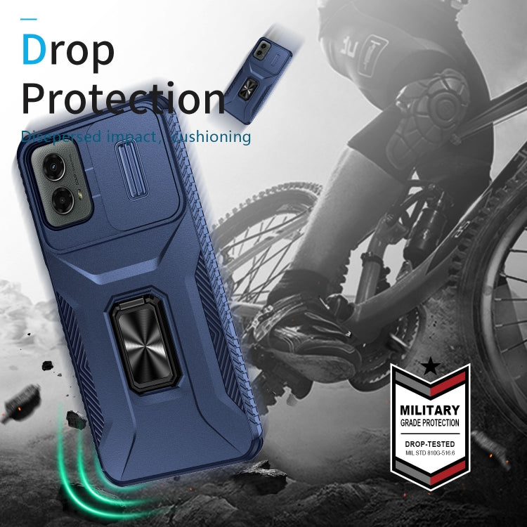 For Motorola Moto G 5G 2024 Sliding Camshield Holder Phone Case(Blue) - free shipping - PMC Jewellery - Order now!