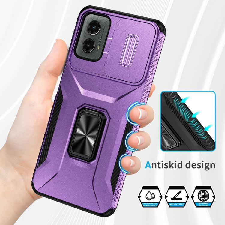 For Motorola Moto G 5G 2024 Sliding Camshield Holder Phone Case(Purple)