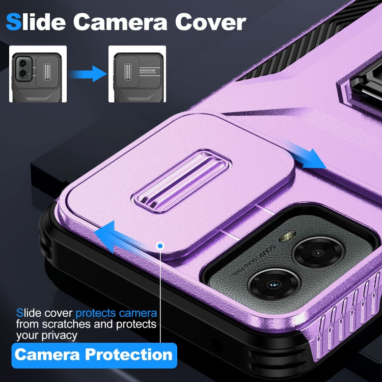 For Motorola Moto G 5G 2024 Sliding Camshield Holder Phone Case(Purple)