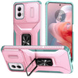 For Motorola Moto G Power 2024 Sliding Camshield Holder Phone Case(Pink + Grey Green) - Motorola Cases by PMC Jewellery | Online Shopping South Africa | PMC Jewellery | Buy Now Pay Later Mobicred