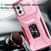 For Motorola Moto G Power 2024 Sliding Camshield Holder Phone Case(Pink + Rose Red)