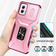 For Motorola Moto G Power 2024 Sliding Camshield Holder Phone Case(Pink + Rose Red)