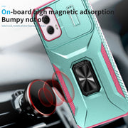 For Motorola Moto G Power 2024 Sliding Camshield Holder Phone Case(Grey Green + Pink)