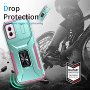 For Motorola Moto G Power 2024 Sliding Camshield Holder Phone Case(Grey Green + Pink)