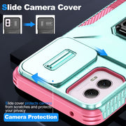 For Motorola Moto G Power 2024 Sliding Camshield Holder Phone Case(Grey Green + Pink)
