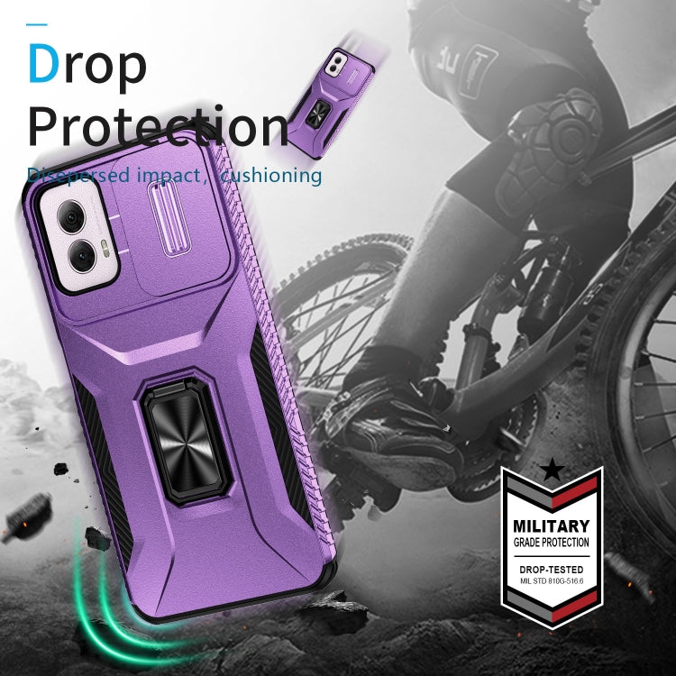 For Motorola Moto G Power 2024 Sliding Camshield Holder Phone Case(Purple)