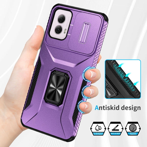 For Motorola Moto G Power 2024 Sliding Camshield Holder Phone Case(Purple)