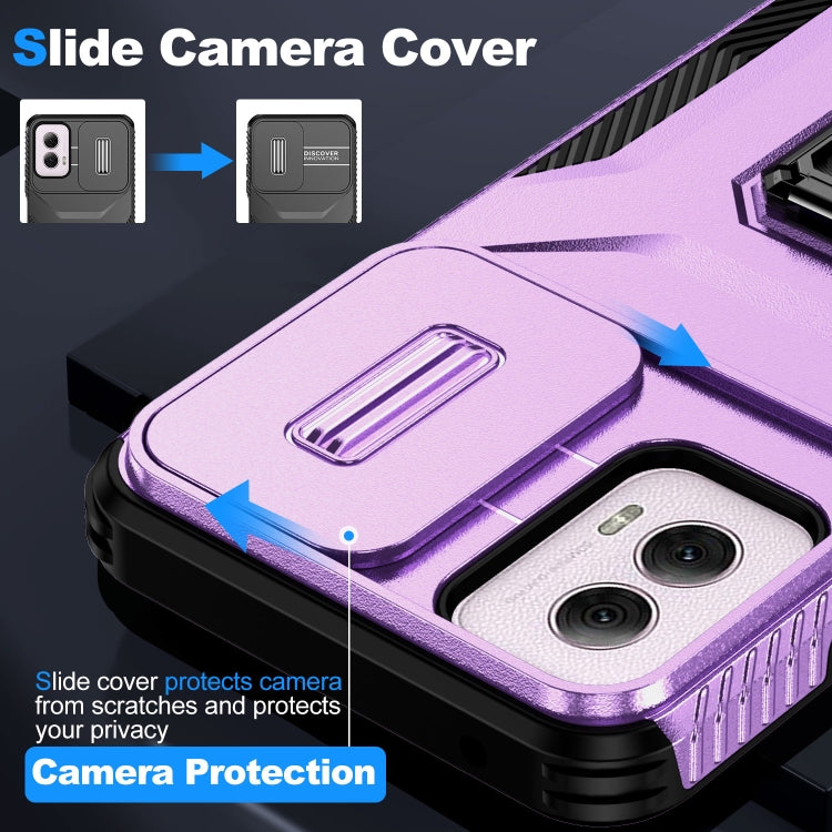 For Motorola Moto G Power 2024 Sliding Camshield Holder Phone Case(Purple)