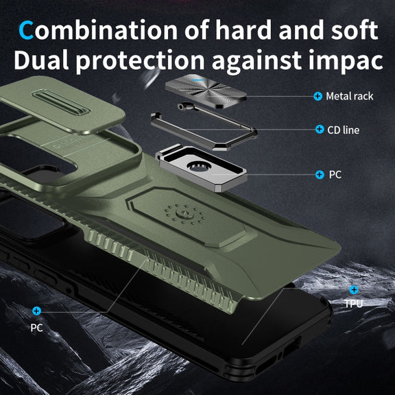 For Motorola Edge 5G 2024 Sliding Camshield Holder Phone Case(Alpine Green)
