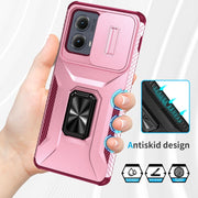 For Motorola Edge 5G 2024 Sliding Camshield Holder Phone Case(Pink + Rose Red)