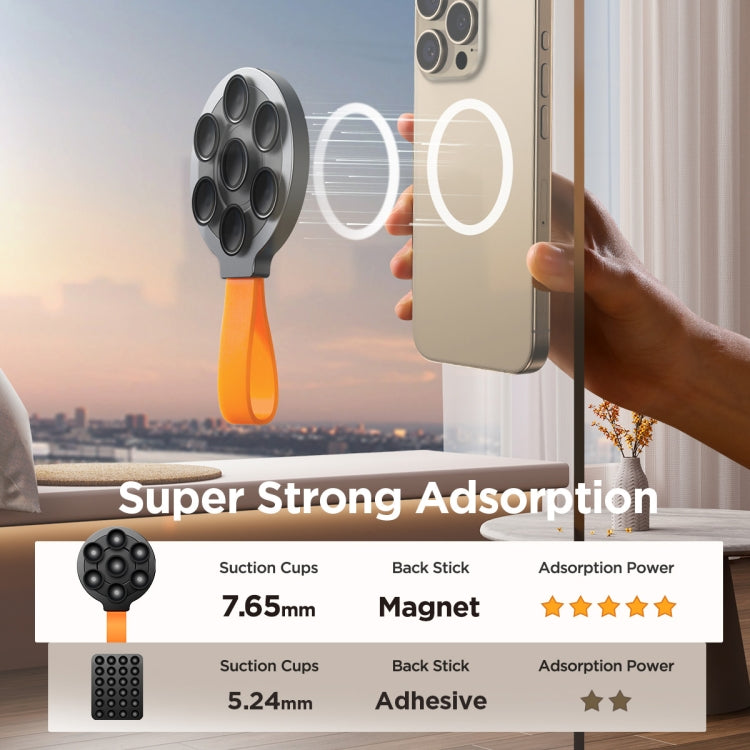 JOYROOM JR-ZS393 Suction Cup Magnetic Phone Holder(Black Orange) - free shipping - PMC Jewellery - Order now!