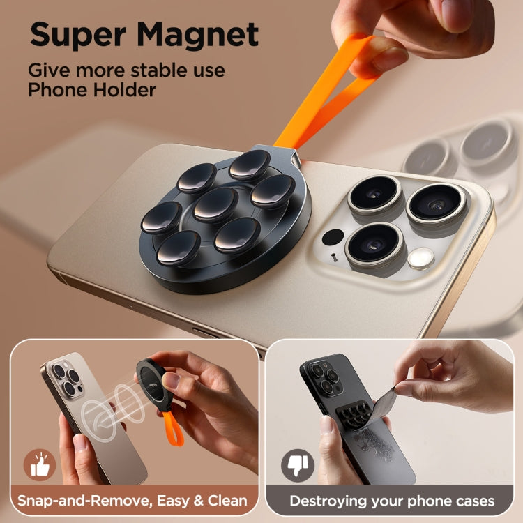JOYROOM JR-ZS393 Suction Cup Magnetic Phone Holder(Black Orange) - free shipping - PMC TechLife - Order now!