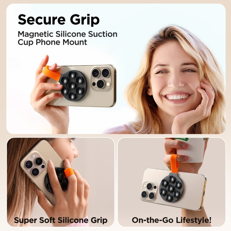 JOYROOM JR-ZS393 Suction Cup Magnetic Phone Holder(Black Orange) - free shipping - PMC Jewellery - Order now!