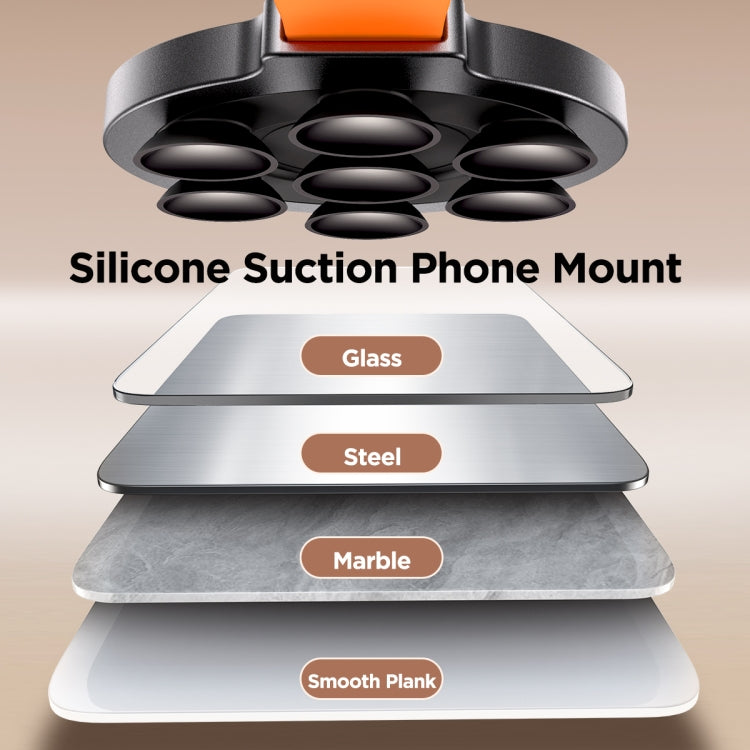 JOYROOM JR-ZS393 Suction Cup Magnetic Phone Holder(Black Orange) - free shipping - PMC TechLife - Order now!