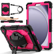 For Samsung Galaxy Tab A9 X115 Contrast Color Robot C2 Silicone Hybrid PC Tablet Case(Black Rose Red) - Other Galaxy Tab PC by PMC TechLife | Online Shopping South Africa | PMC TechLife