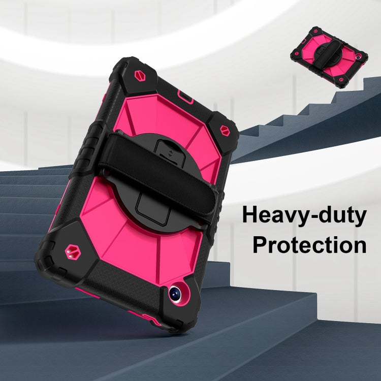 For Samsung Galaxy Tab A9 X115 Contrast Color Robot C2 Silicone Hybrid PC Tablet Case(Black Rose Red) - Other Galaxy Tab PC by PMC TechLife | Online Shopping South Africa | PMC TechLife