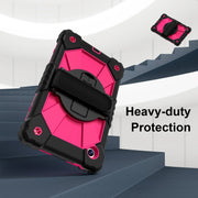 For Samsung Galaxy Tab A9 X115 Contrast Color Robot C2 Silicone Hybrid PC Tablet Case(Black Rose Red)