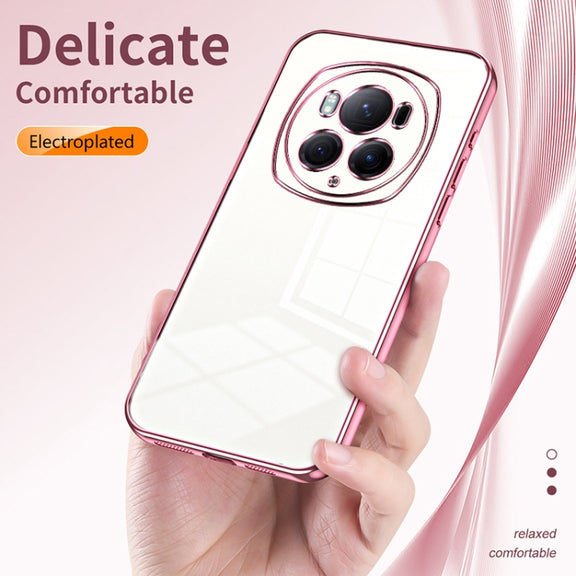 For Honor Magic6 Pro Transparent Plating Fine Hole Phone Case(Purple)