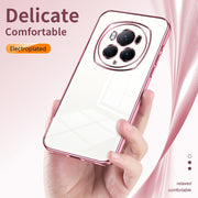 For Honor Magic6 Pro Transparent Plating Fine Hole Phone Case(Pink)